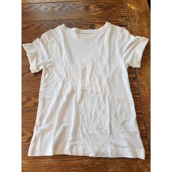 Brochu Walker white short sleeve linen blend back gather tshirt sz Small - Picture 1 of 4
